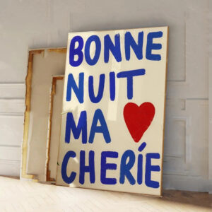 Affiche de citation d'amour moderne avec lettre en bleu et cœur rouge