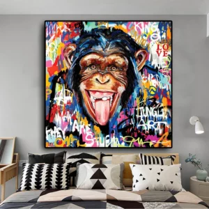 Affiche en graffiti Street Art d'un singe coloré