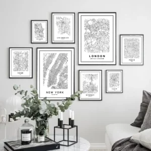 Affiche de cartes de ville de Londres, New York, Sydney, Rome, Austin