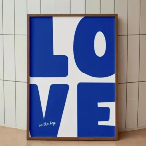 Affiche murale d'amour bleu charmant LOVE
