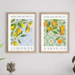 Affiches minimalistes de citrons et oranges