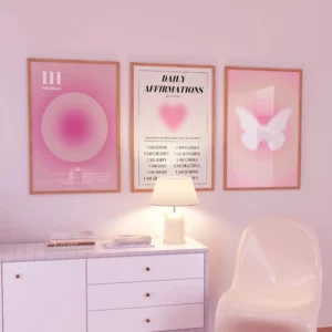Affiche dégradée d'aura abstraite, affirmation quotidienne, spirituelle rose