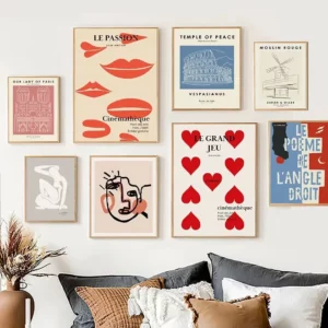 Affiche sur toile abstraite Matisse, visage rouge, lèvres nues