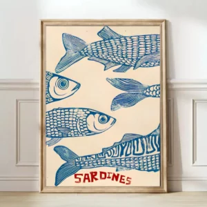 Affiche de sardines au style vintage