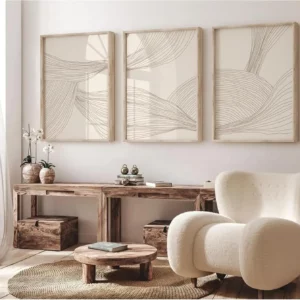 Ensemble de 3 affiche de style bohème, beige