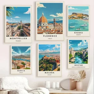 Affiches d'architecture urbaine rétro