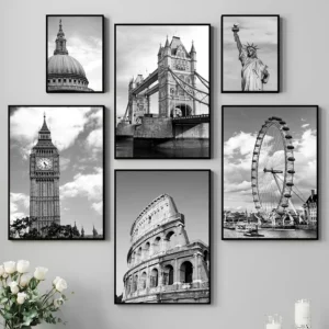 Affiche du pont de Londres, noir et blanc, Rome, New York