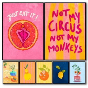 Affiches de boissons alimentaires, Illustration Just Eat It, fruits