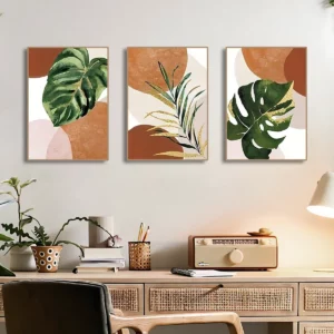 Affiche style Boho, feuille de palmier, plantes vertes