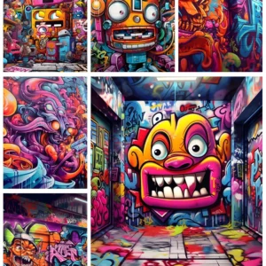 Affiche d'art graffiti Robot abstrait