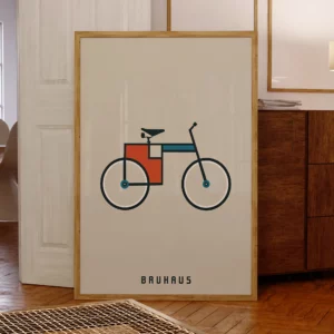Affiche retro Bauhaus vélo géométrique