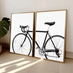 Affiche murale de vélo en noir et blanc pour salon
