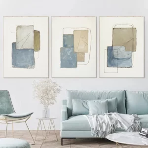 Affiches aux douces couleurs et formes géométriques, abstraites et minimalistes