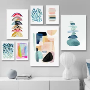 Affiches d'art abstrait et géométrique de couleur vives et minimaliste
