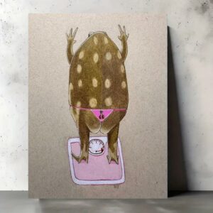 Affiche Humour Salle de Bain – Grenouille sur la Balance | Décoration Murale Fun