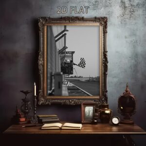 Affiche Course Automobile – Drapeau à Damier – Art Motorsport Noir et Blanc