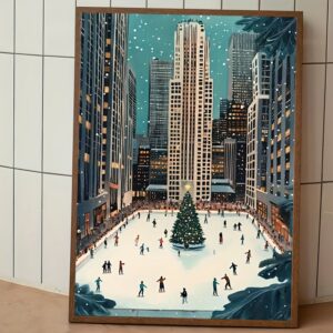 Affiche Noël à New York – Patinoire et Arbre de Noël au Rockefeller Center