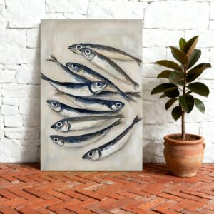 Affiche Poissons Bleu-Gris – Décoration Murale Moderne & Ambiance Bord de Mer