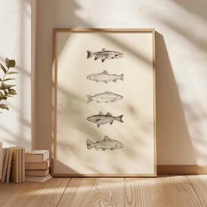 Affiche Poissons Vintage – Décoration Murale Nature & Style Cabinet de Curiosités