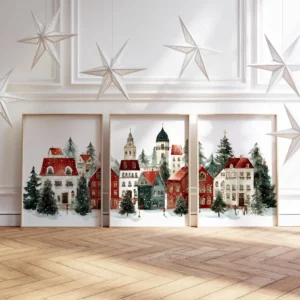 Affiche Village de Noël – Une décoration murale féerique et chaleureuse pour les fêtes