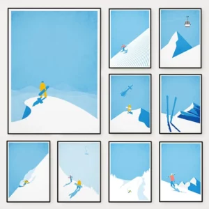 Affiches murales ski & montagne – Design minimaliste et ambiance alpine