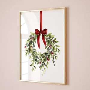 Affiche Couronne de Noël – Élégance naturelle pour votre décoration de fêtes