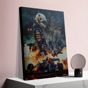 Affiche F1 Pilote Red Bull – Explosion, Feu d’Artifice et Monoplace | Décoration Motorsport