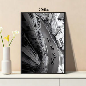 Affiche Course Automobile Noir et Blanc – Vue Aérienne Urbaine | Déco Murale Racing