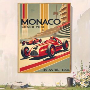 Affiche Vintage Grand Prix de Monaco 1931 – Poster Rétro Automobile de Collection