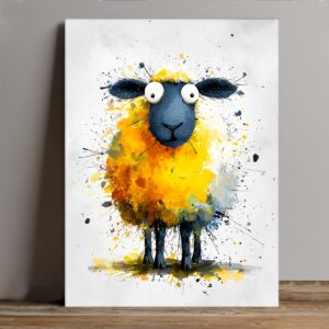 Affiche Mouton Coloré – Illustration Moderne et Humoristique Style Splash Art