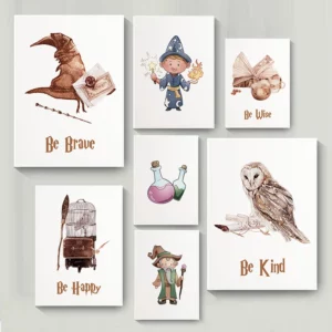 Affiches Harry Potter Enfant – Illustrations Aquarelle Magiques avec Messages Positifs