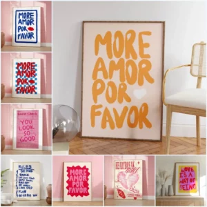 Affiche Typographique “More Amor Por Favor” – Poster Design Moderne et Décoration Murale Positive