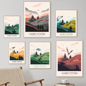 Affiches Harry Potter Style Minimaliste – Collection Illustrée Paysages Magiques