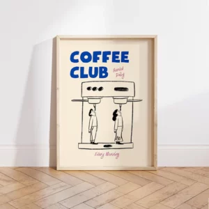 Affiche murale Coffee Club graphique – poster déco esprit café