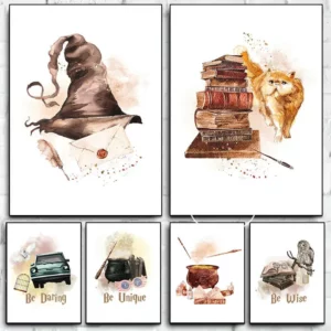 Affiches Harry Potter Enfant – Illustrations Aquarelle Magiques pour Chambre d’Enfant