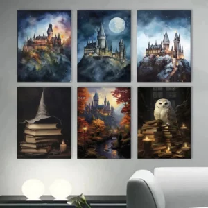 Affiches Harry Potter Artistiques – Illustrations Magiques, Hiboux, Châteaux & Ambiance Enchantée
