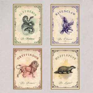Affiches Maisons Harry Potter Vintage – Gryffondor, Serpentard, Serdaigle & Poufsouffle