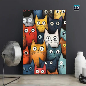 Affiche Chats Colorés – Illustration Graphique Moderne et Décoration Murale Ludique