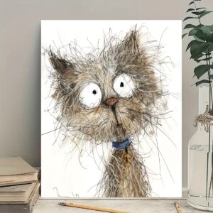 Affiche Chat Drôle et Expressif – Illustration Artistique Originale au Style Dessin Griffonné