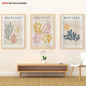 Affiche murale abstraite végétale aux formes découpées douces modernes