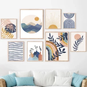 Affiche murale abstraite végétale aux formes graphiques modernes