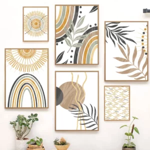 Affiche murale abstraite végétale aux formes graphiques naturelles