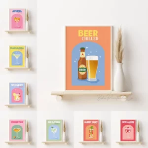 Affiche murale Beer Chilled vintage – Poster déco esprit bar moderne