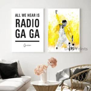 Affiche murale Freddie - musique graphique noir et jaune pour décoration moderne