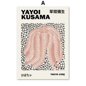 Affiche murale typographique lieu en lettres noires sur fond clair minimaliste Matisse Yayoi Kusama - 2