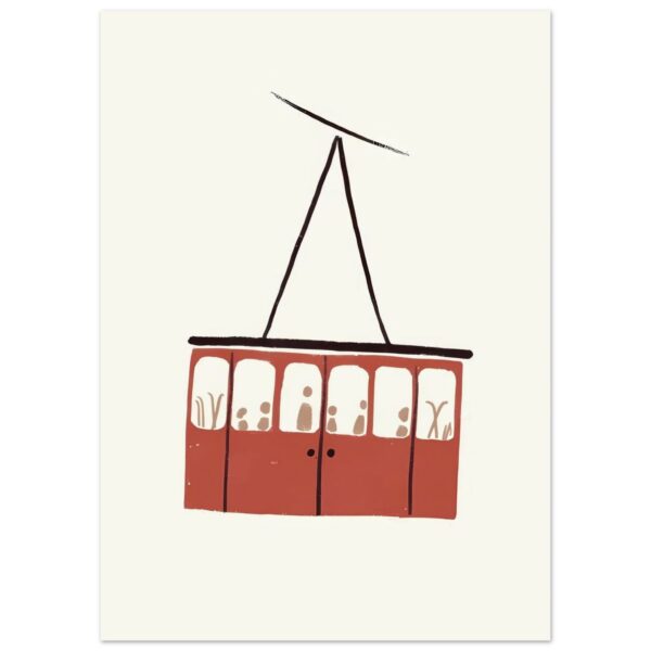 Affiche murale téléphérique ou télécabine rouge illustration graphique minimaliste 3 0ad79def-ccb0-46ad-9c1e-89f55c671fb8