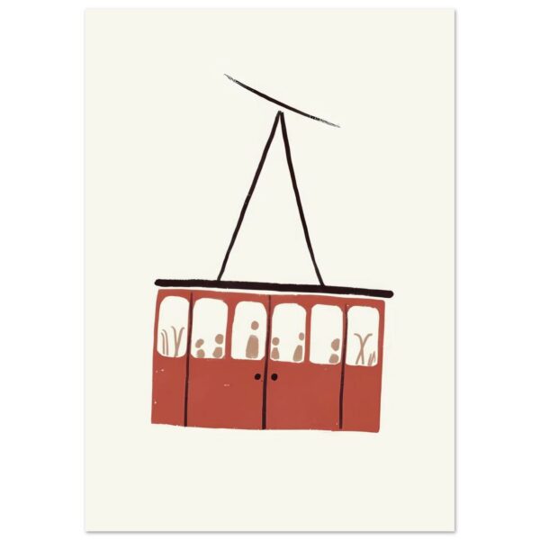 Affiche murale téléphérique ou télécabine rouge illustration graphique minimaliste 5 43e28114-f378-4ab2-9e51-1e6360dbbe17