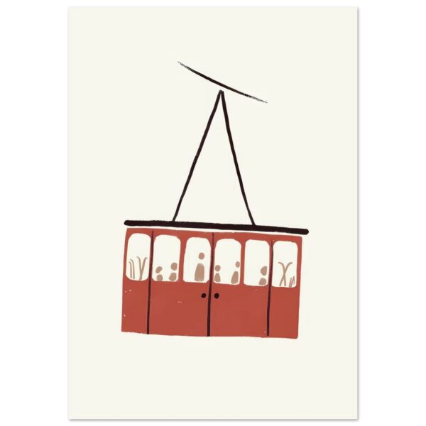 Affiche murale téléphérique ou télécabine rouge illustration graphique minimaliste 4 59bda340-fc0c-4a9c-bb36-f5a90cf3148d
