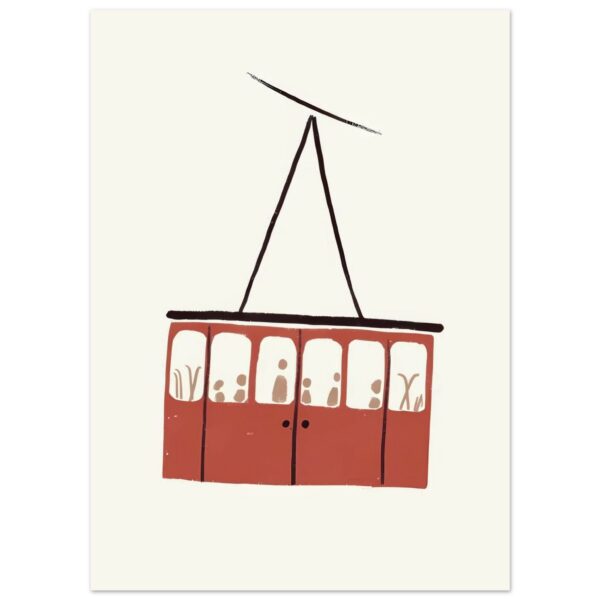 Affiche murale téléphérique ou télécabine rouge illustration graphique minimaliste 2 728dc3ec-6f55-4414-ae8e-998f7f2b4e66