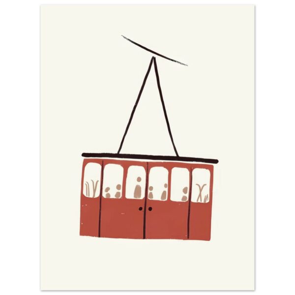 Affiche murale téléphérique ou télécabine rouge illustration graphique minimaliste 8 7e9dd486-2dc1-47b3-b1e1-a8d174ddb749